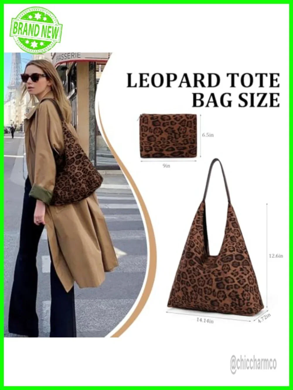 Faux Suede Leopard Hobo Tote Bag Large Capacity Work Bag